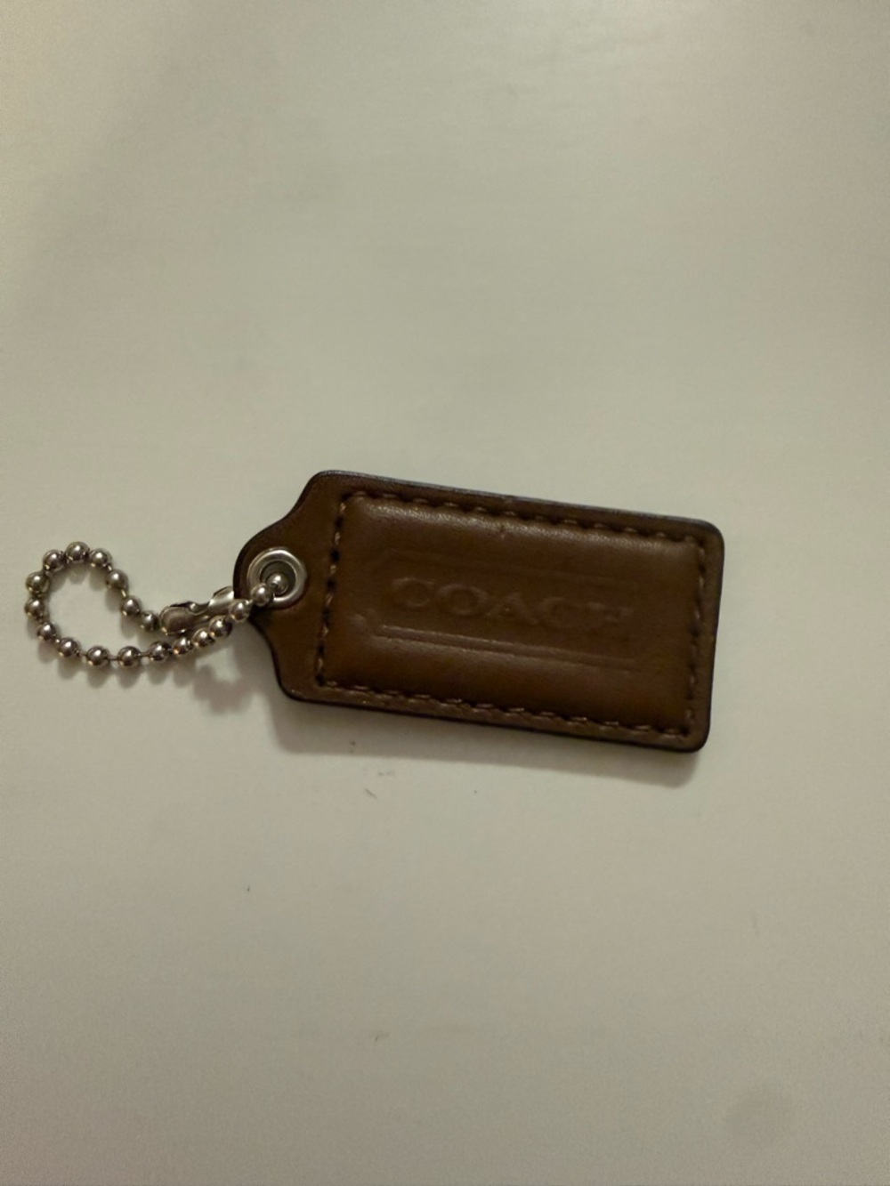COACH Brown Leather Keychain Tag - Men's Accessory